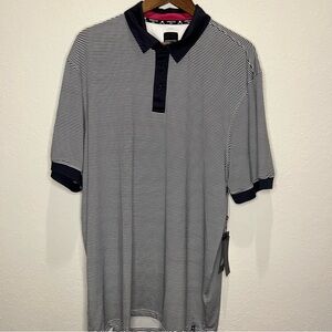 Kenneth Cole Golf Polo Shirt Navy‎ Blue Striped Men’s Size XXL NEW